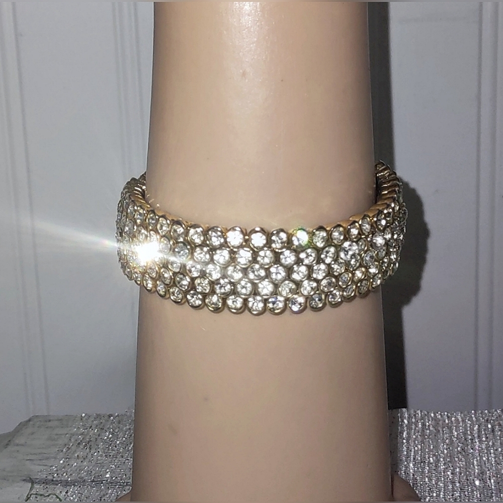 SALE  White Crystal Expanding Cuff Bangle